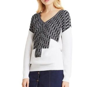 BCBG intarsia sweater black and white